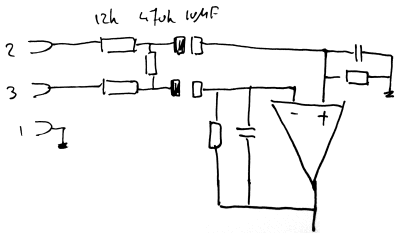 Line level balanced input modification schematic.