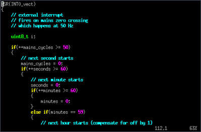 Screenshot of clock firmware