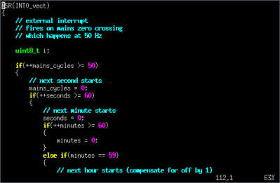 Clock firmware screenshot