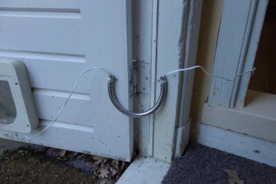 Shower hose door loop with door open