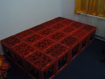Bed base made out of empty crates