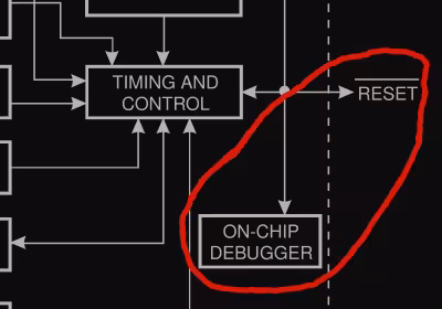 DebugWIRE block diagram from Atmel datasheet