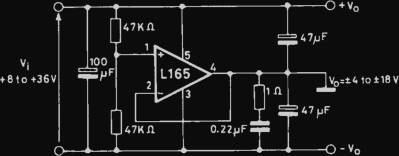 Schematic diagram for split power supply from the L165 datasheet