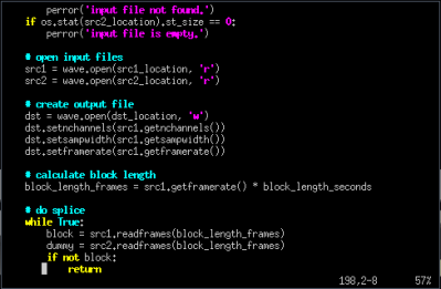 Screenshot of the codec-tester source